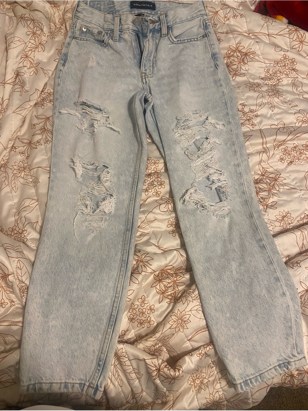 Abercrombie & Fitch Light Blue Distressed Boyfriend Jeans